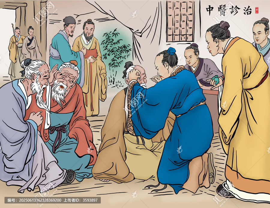 中醫(yī)診治插畫掛畫展板