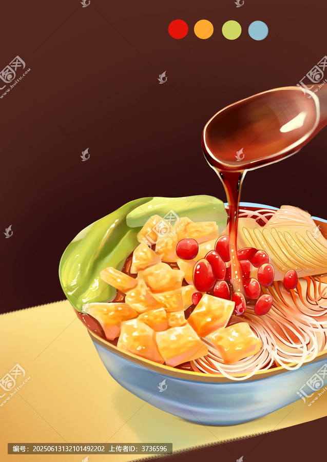 美食海報插畫面食