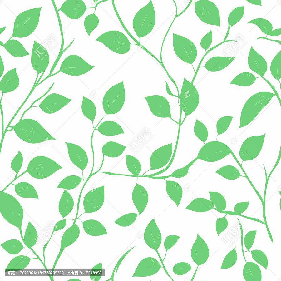 清新綠葉植物無縫圖案