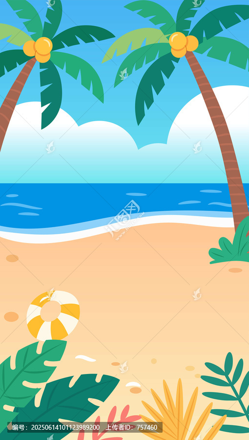 沙灘海洋和椰子樹背景