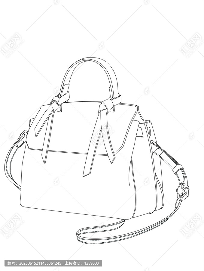 時(shí)尚裝飾貼簡約線條風(fēng)手提女包設(shè)計(jì)圖