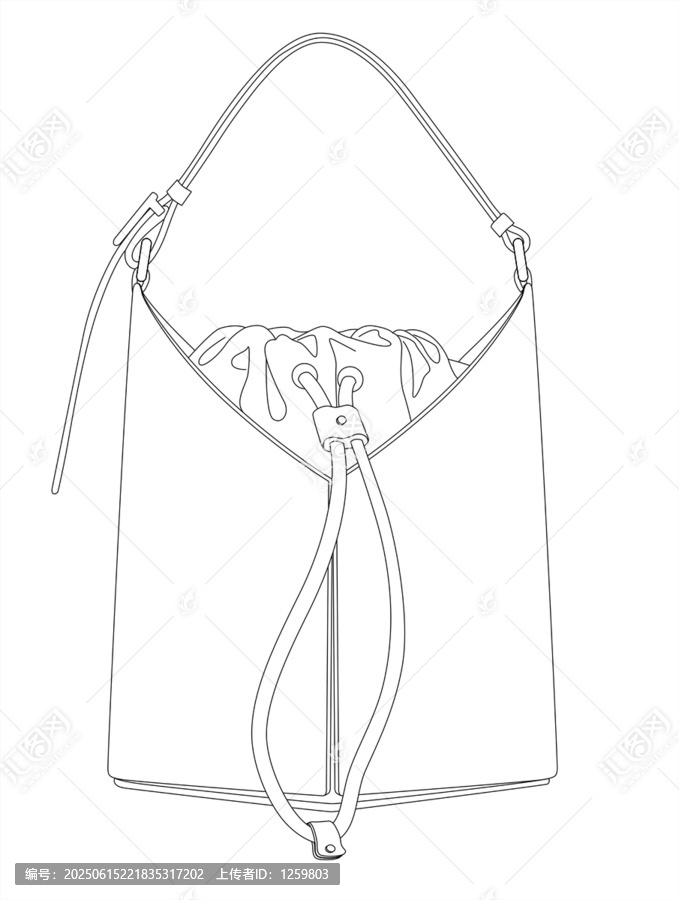 時(shí)尚經(jīng)典造型簡(jiǎn)約線條單肩水桶包設(shè)計(jì)圖