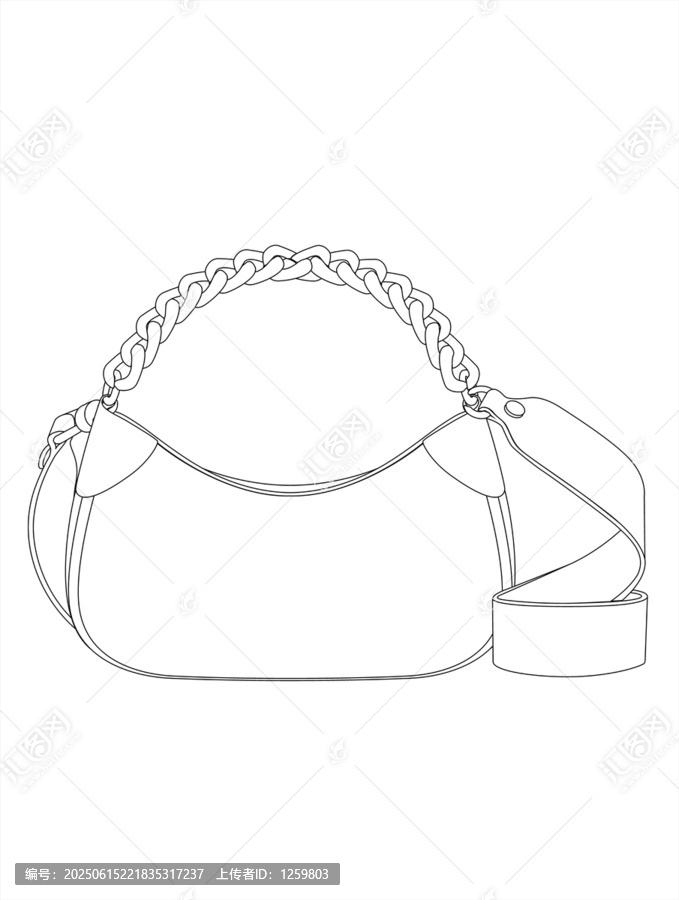 經(jīng)典腋下包簡約線條女士手提包設(shè)計(jì)圖