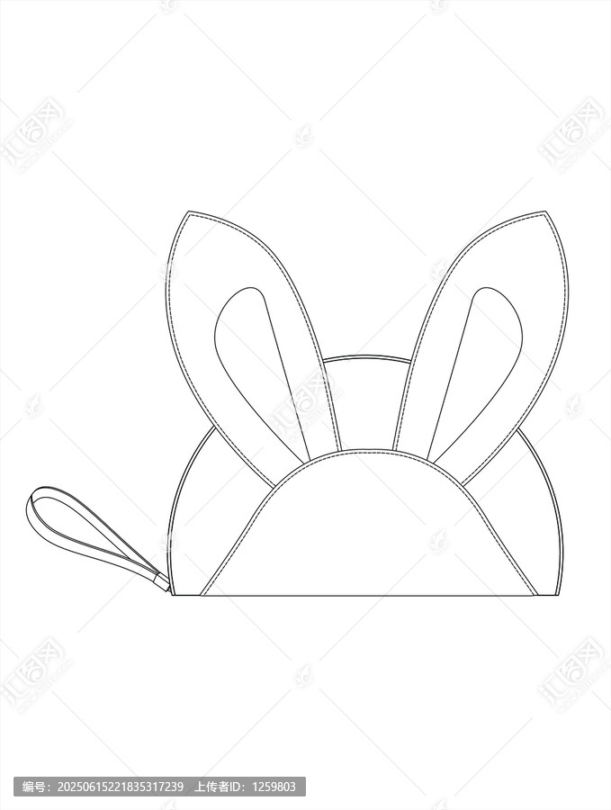 時(shí)尚簡(jiǎn)約線條風(fēng)兔子耳朵帽輪廓黑白線稿圖
