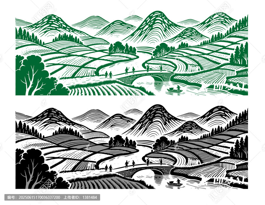 農(nóng)村矢量圖線條包裝