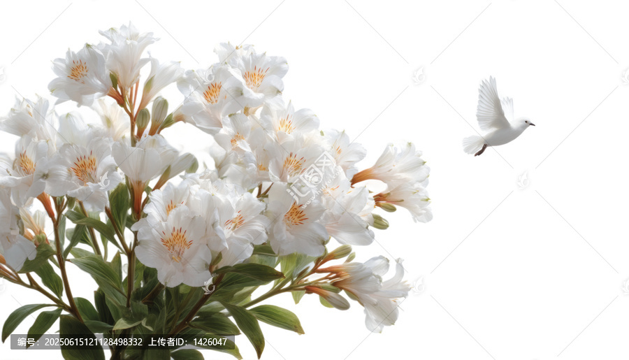 [免摳素材]潔白的花朵與飛翔的白鴿