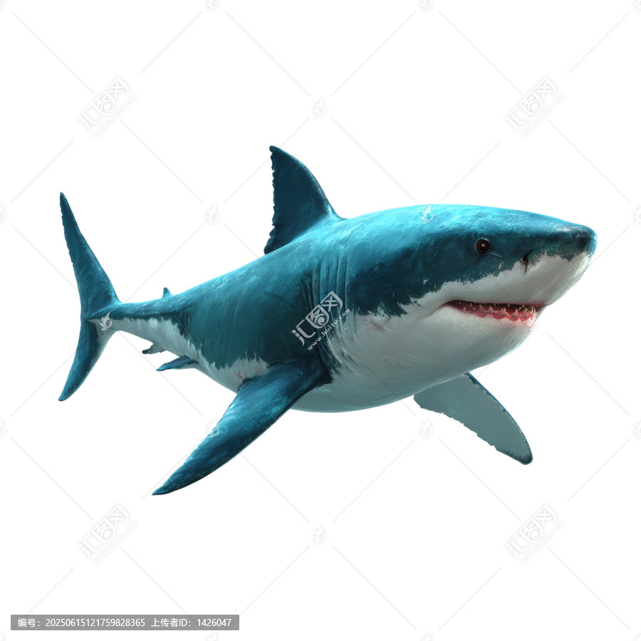 [免摳素材]大海白鯊的3D圖像