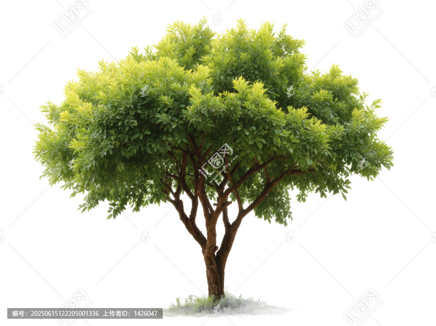 [免摳素材]白色背景下的一棵綠色大樹
