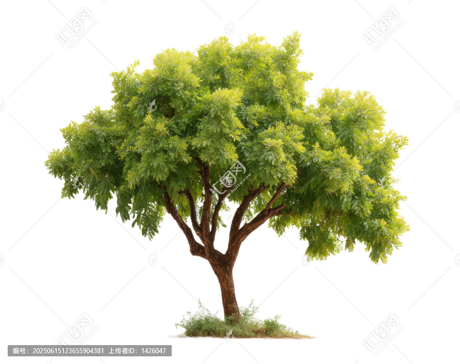 [免摳素材]白色背景下的一棵綠色樹