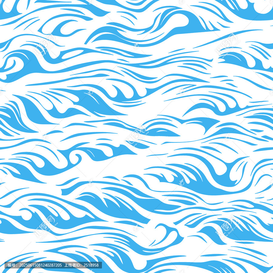 藍(lán)白海浪無(wú)縫圖案
