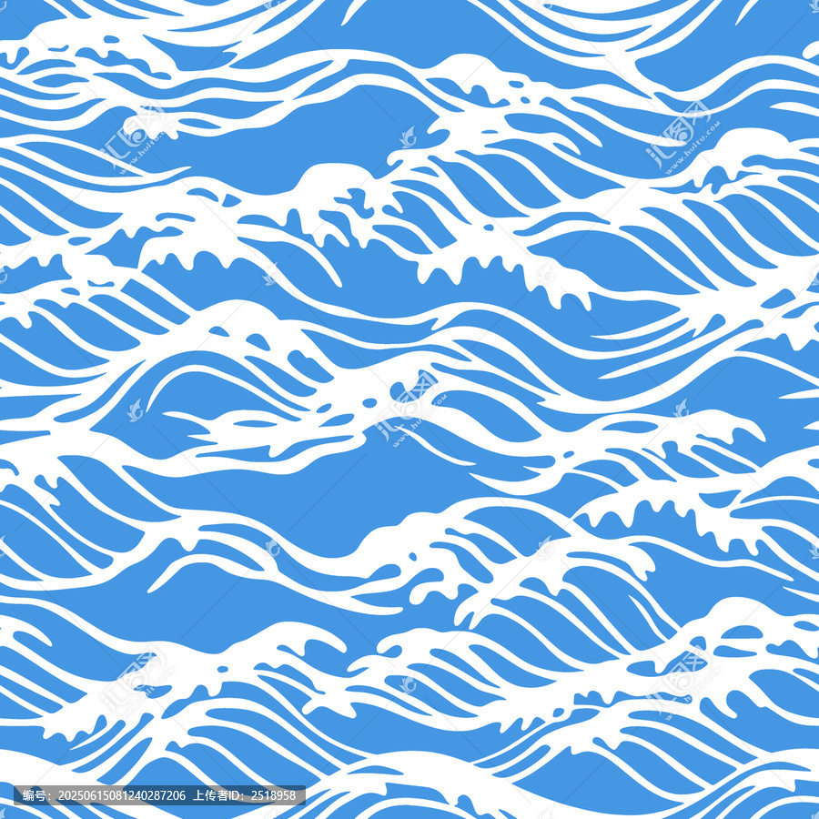 藍白海浪圖案無縫背景