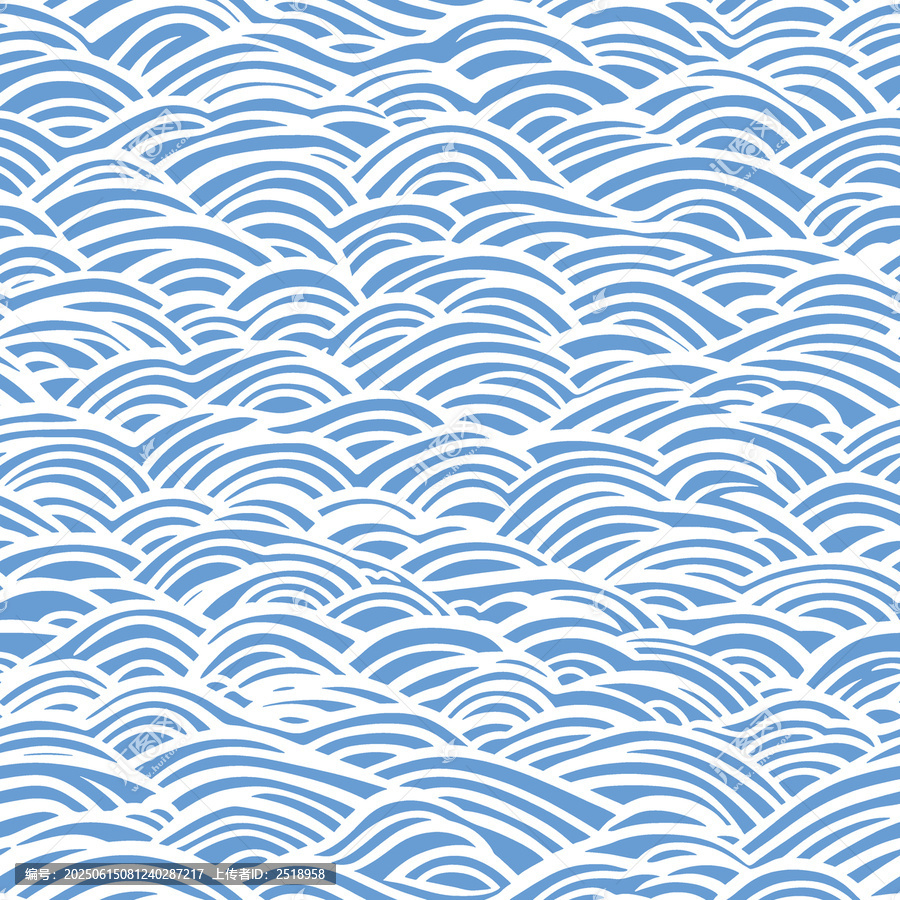 藍(lán)白波浪紋無(wú)縫圖案