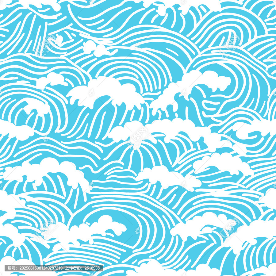 藍白海浪無縫圖案背景