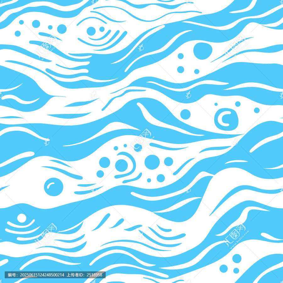 藍白簡約海浪波紋圖案