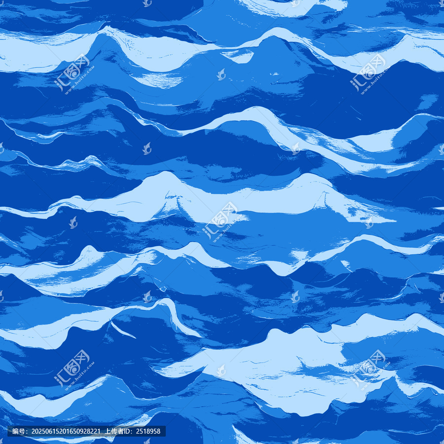 藍(lán)色手繪風(fēng)格海浪紋理圖案
