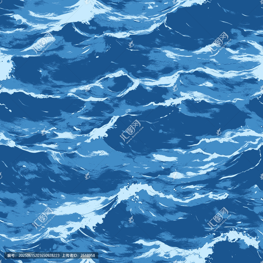 藍(lán)色手繪風(fēng)海洋波浪圖案