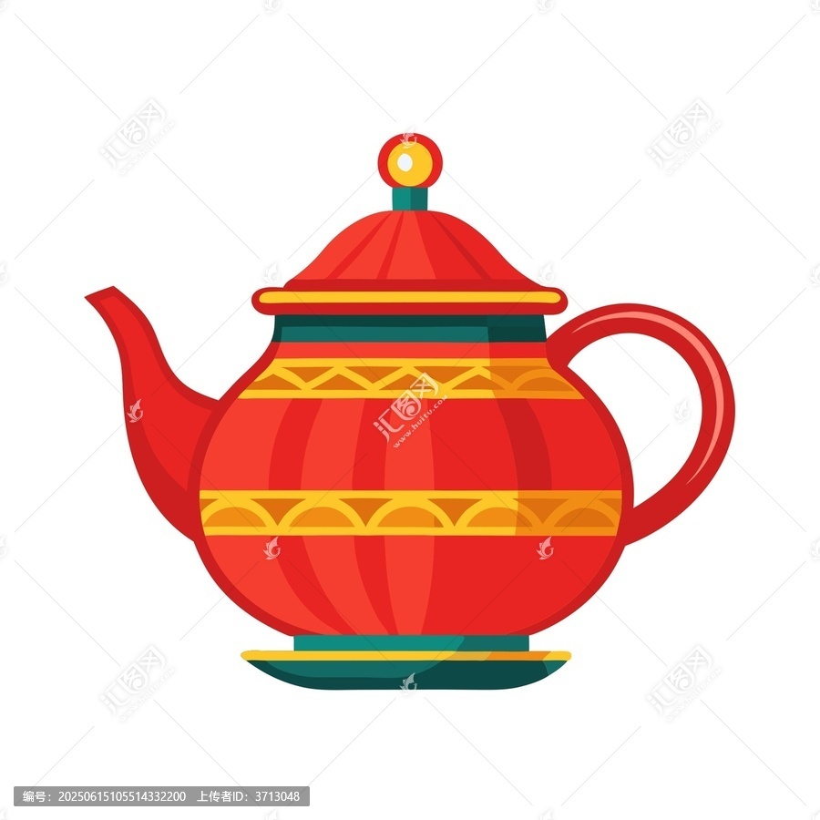 紅色精美卡通風格茶壺