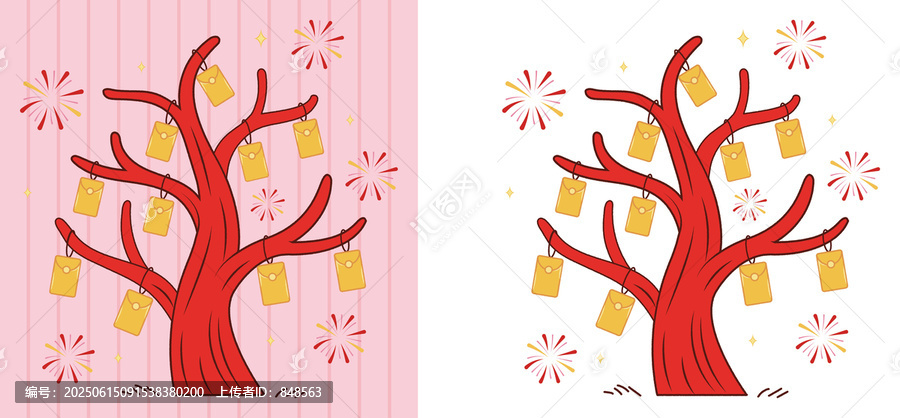 紅包樹插畫素材