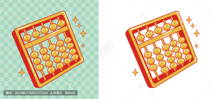 卡通風(fēng)格傳統(tǒng)算盤(pán)圖案
