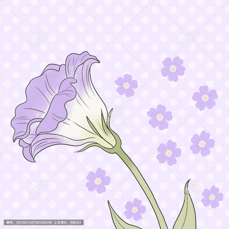 淡紫色花卉插畫圖案