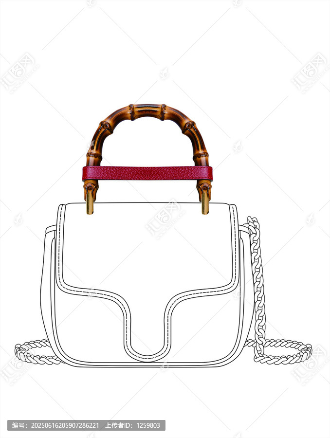 時(shí)尚竹柄手提女包設(shè)計(jì)圖