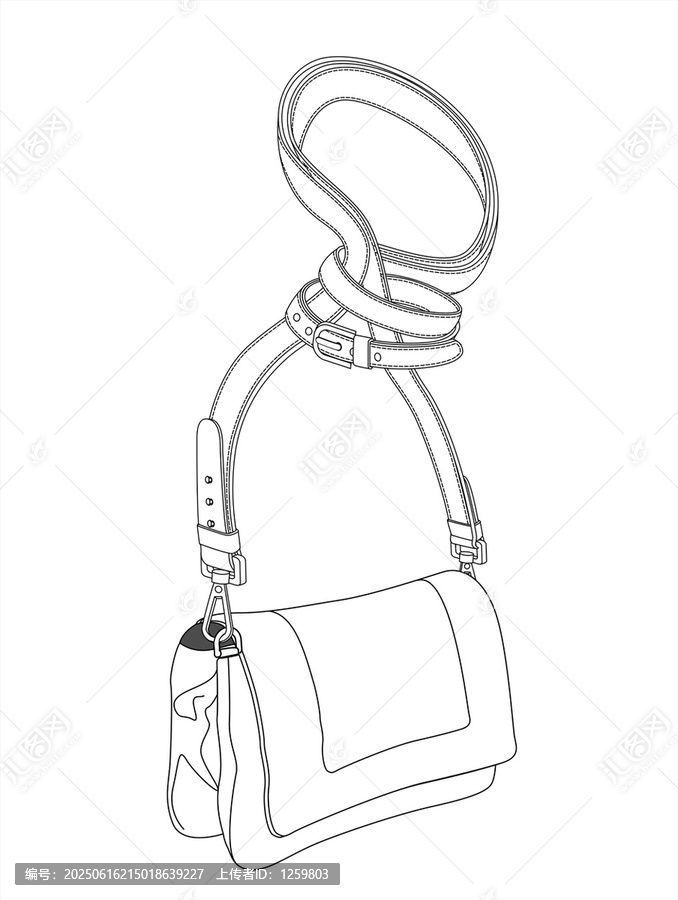 簡(jiǎn)約線條女士斜挎包設(shè)計(jì)圖