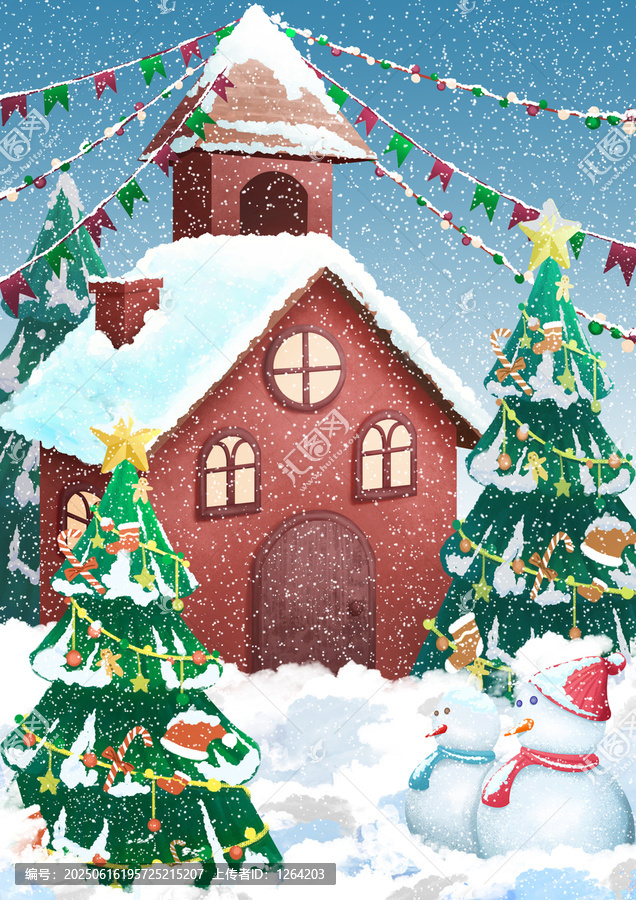 圣誕雪景中的童話小屋