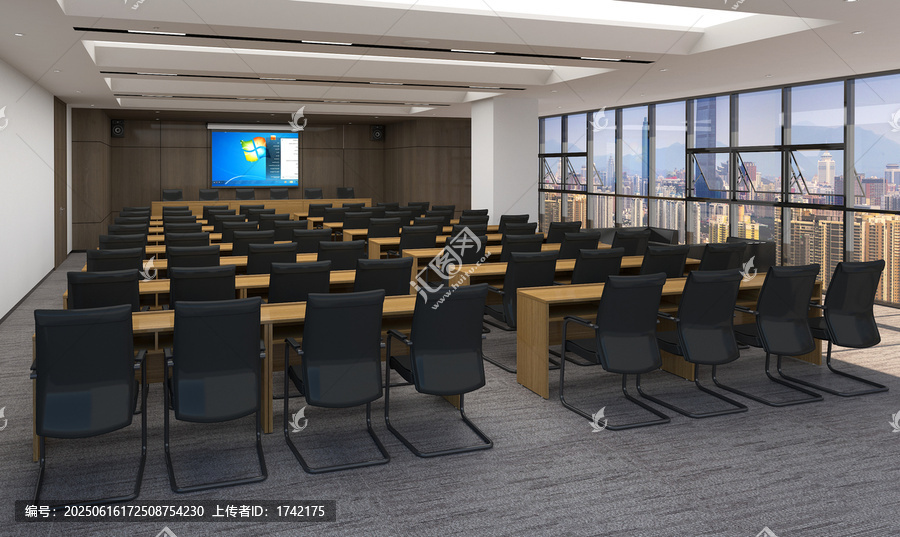 現(xiàn)代寬敞的會議室場景