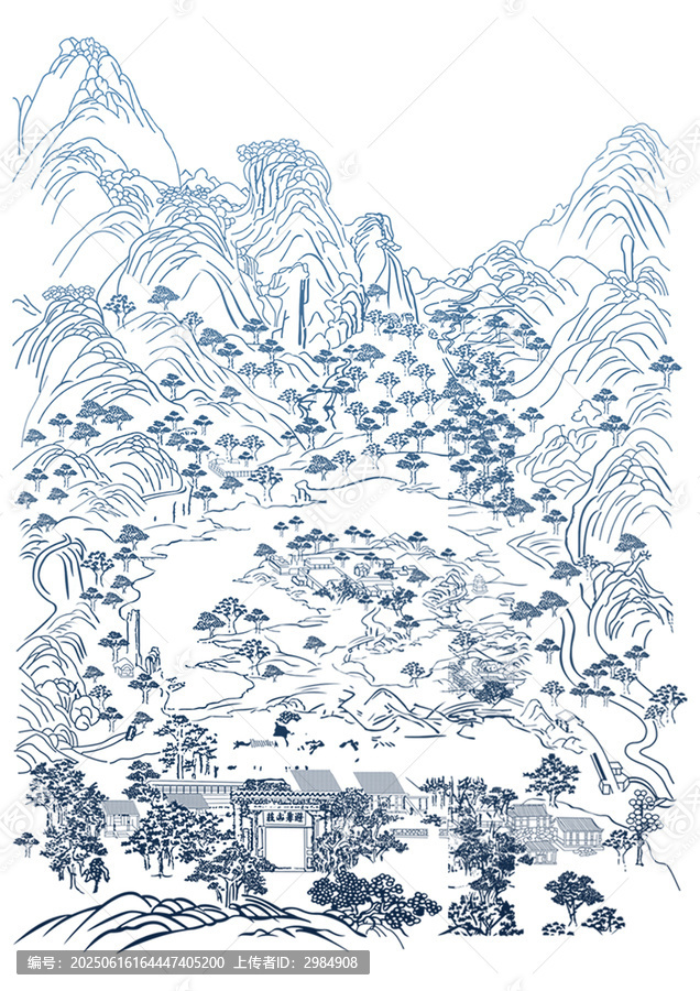 國(guó)畫(huà)山水圖花紋