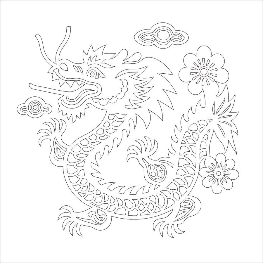 傳統(tǒng)中式剪紙風(fēng)格祥龍圖案