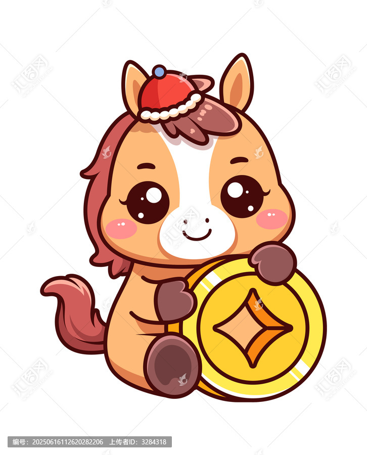 馬年暴富可愛(ài)卡通插畫