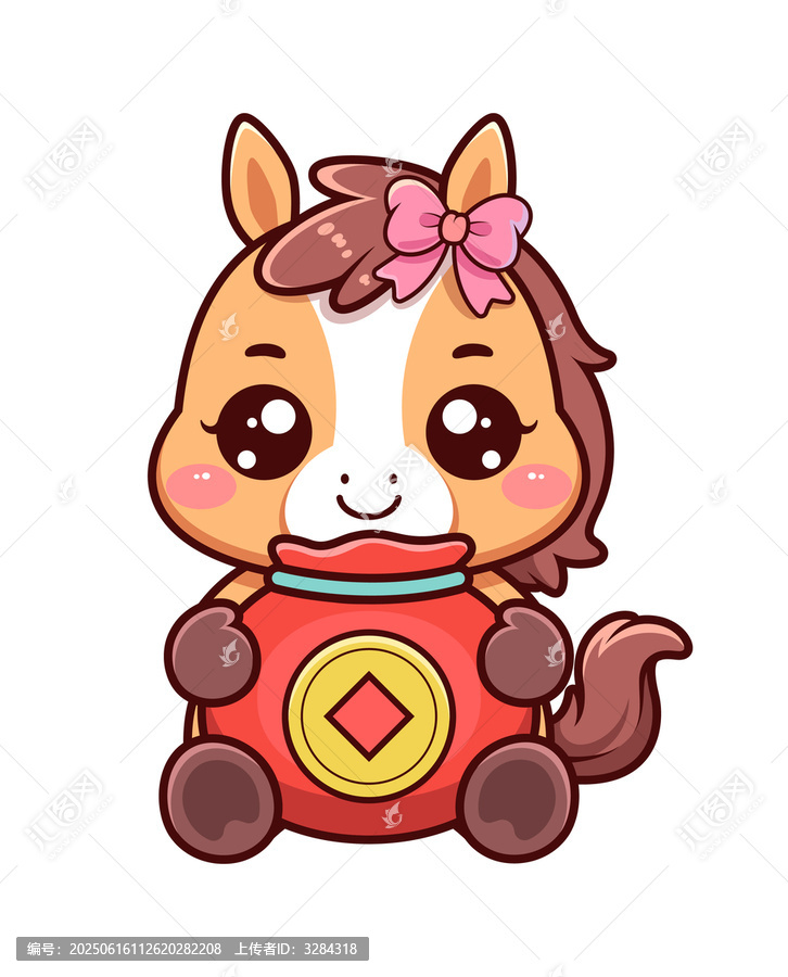 馬年發(fā)財(cái)可愛(ài)卡通插畫(huà)