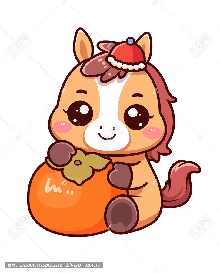 馬年萬事如意可愛卡通插畫