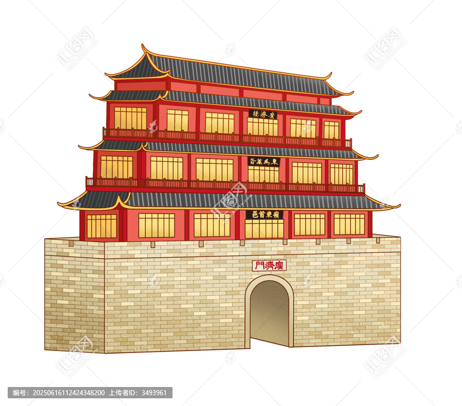 潮州廣濟(jì)樓插畫素材