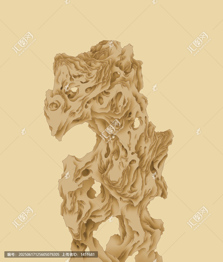 假山工筆畫手繪