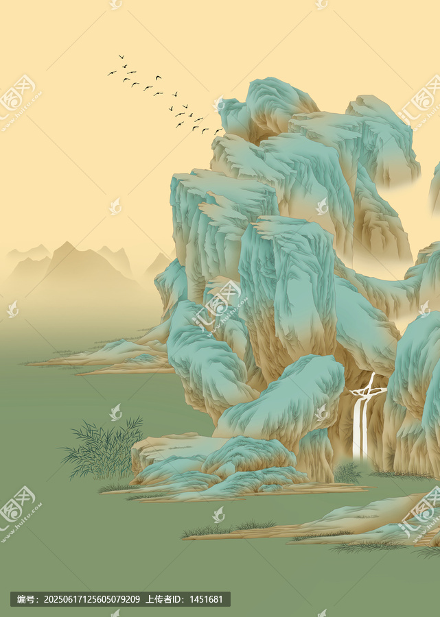 青綠山水立軸
