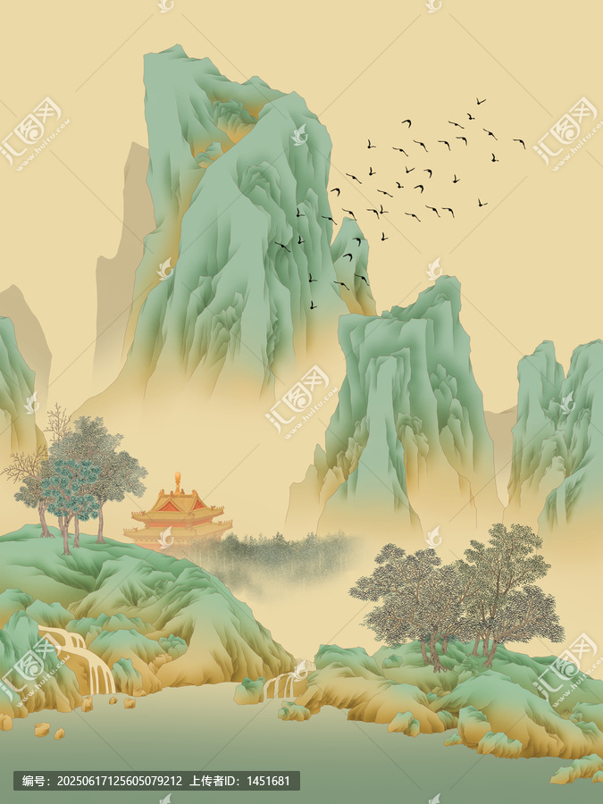 青綠山水立軸