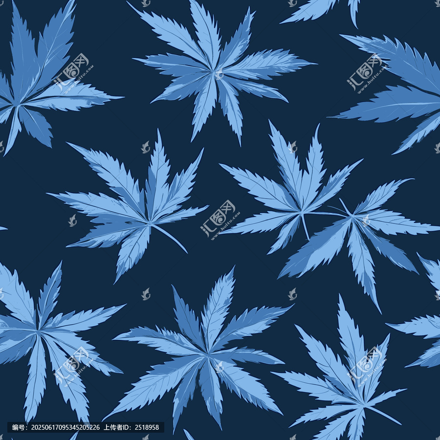 藍色楓葉圖案背景素材