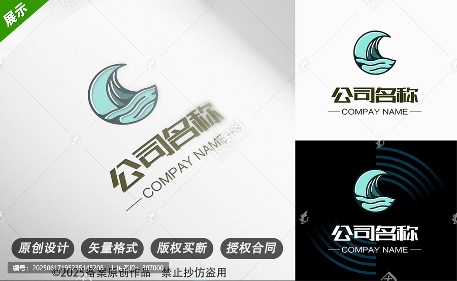 海浪主題創(chuàng)意公司標(biāo)志設(shè)計