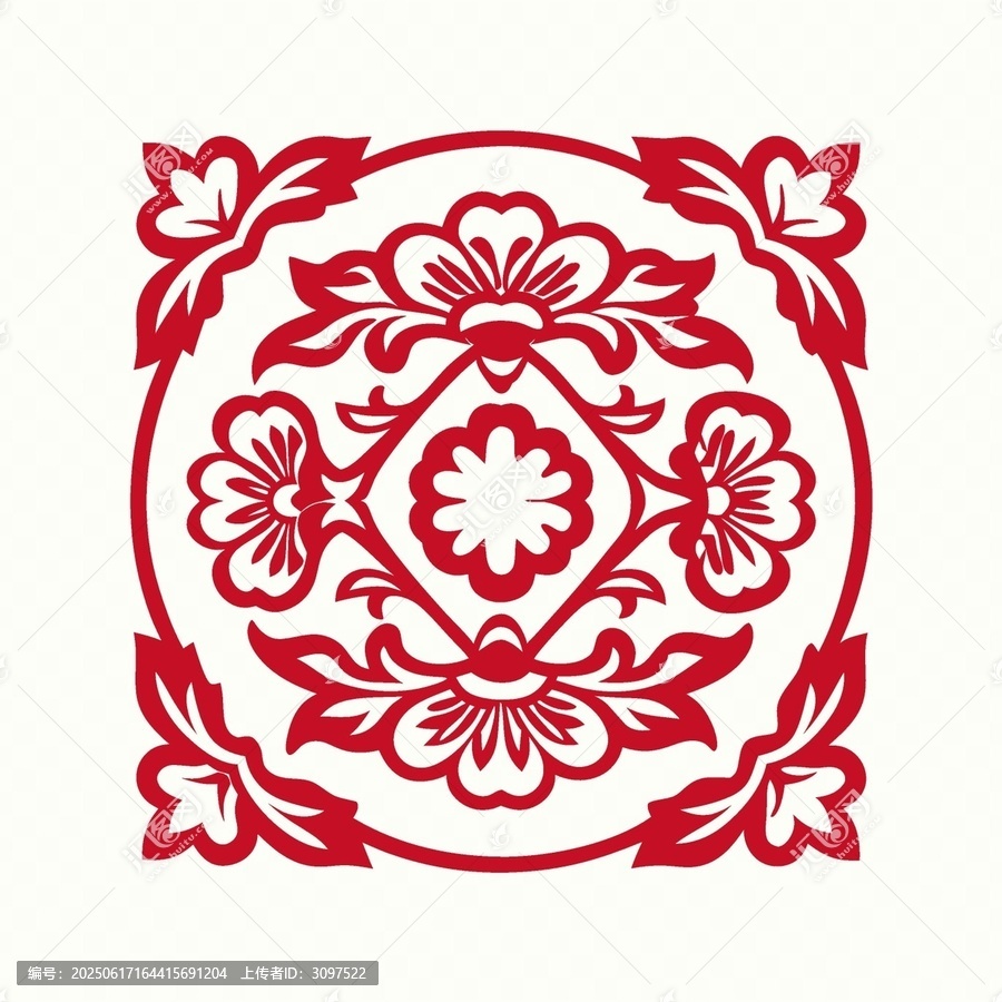 中式傳統(tǒng)花卉剪紙圖案