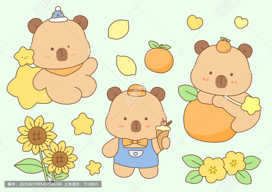 卡皮巴拉可愛(ài)插畫