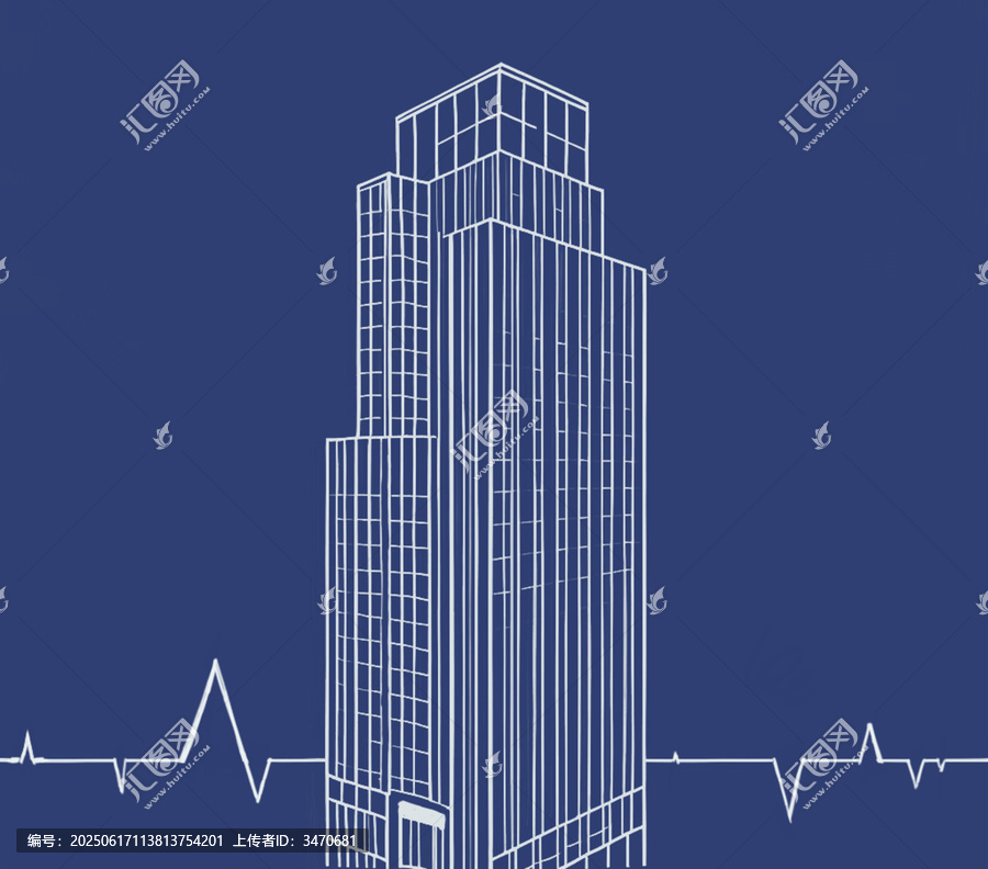 線(xiàn)條勾勒的現(xiàn)代高樓建筑