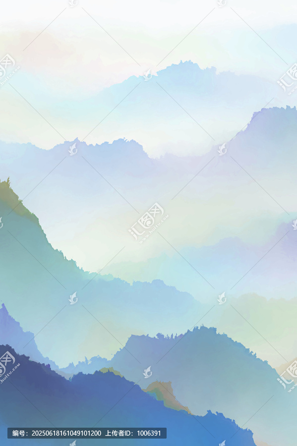 夢幻水墨風(fēng)格山巒背景圖