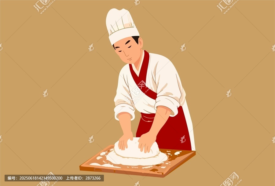 廚師和面揉面