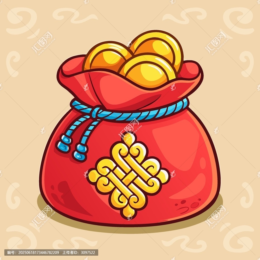 喜慶紅袋裝滿金元寶