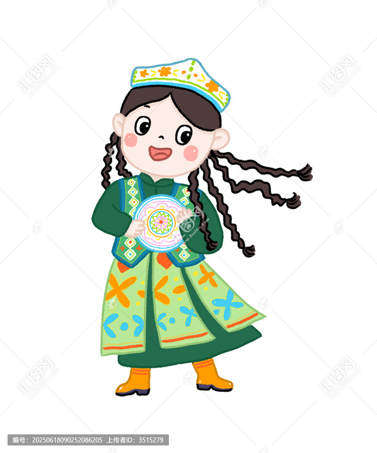 身著新疆民族服飾的可愛女孩