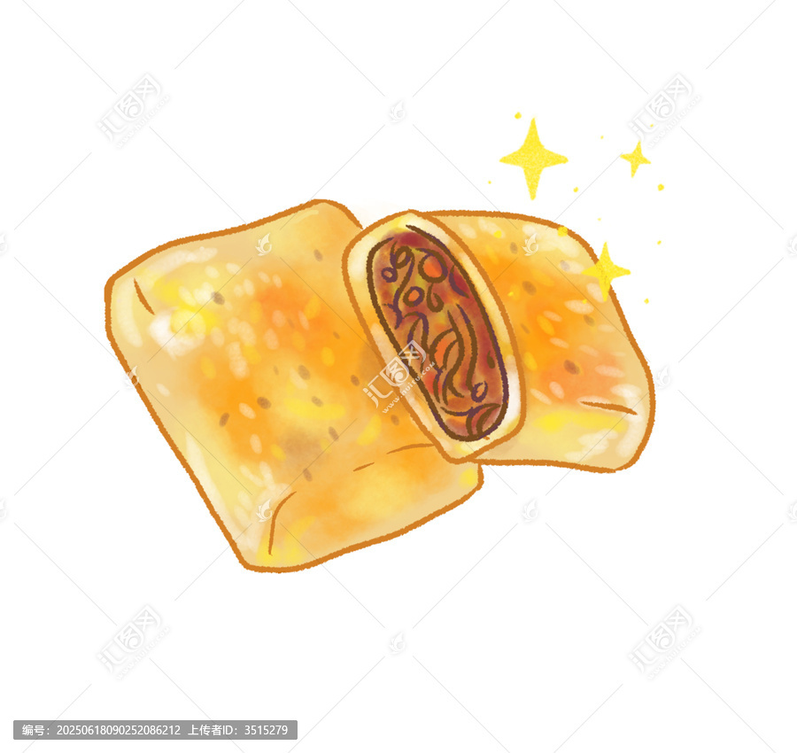 新疆烤包子手繪插畫