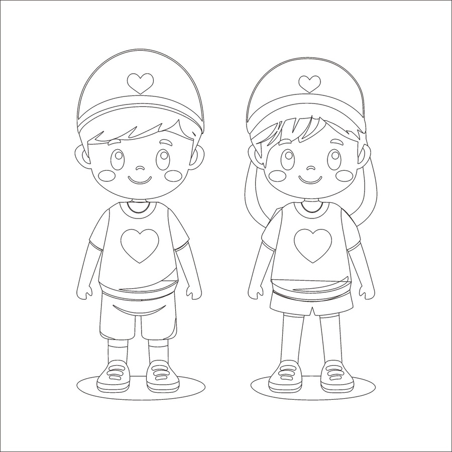可愛紅心裝扮的男孩女孩