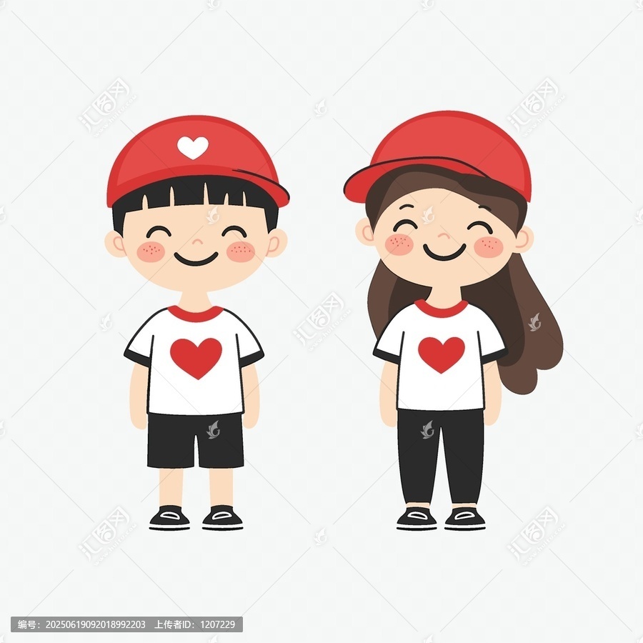 可愛(ài)卡通愛(ài)心裝扮的男女童