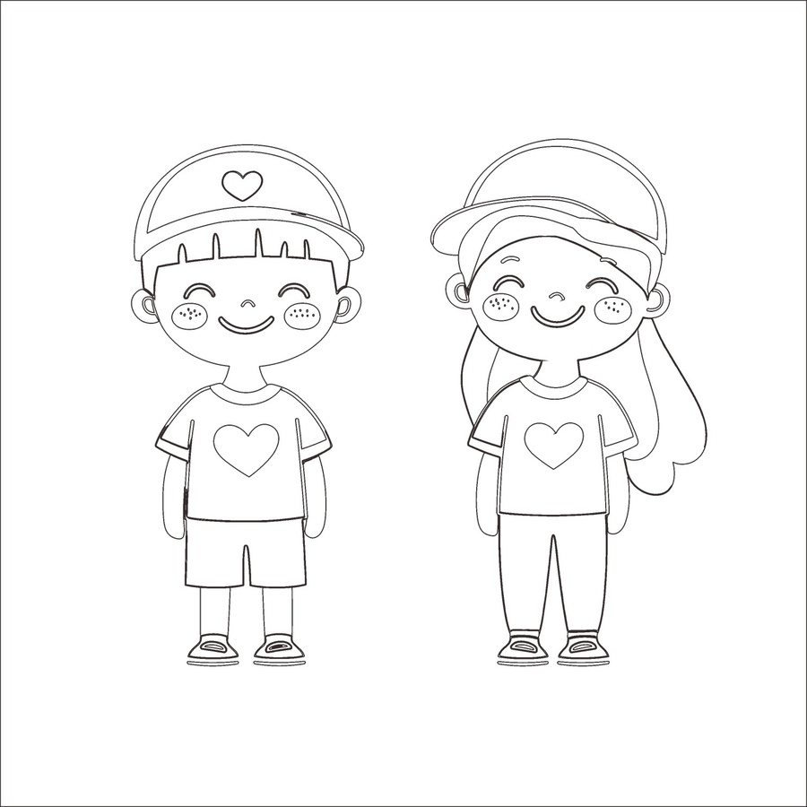 可愛(ài)卡通愛(ài)心裝扮的男女童